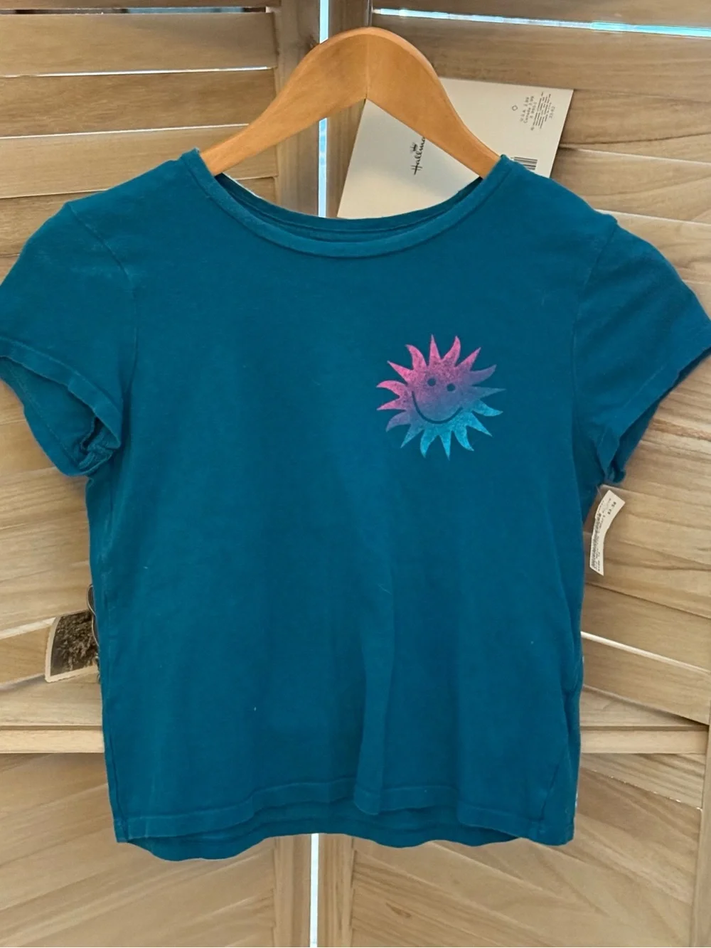 Old Navy Kids Teal Short-Sleeve Tee with Pink-to-Blue Sun Graphic
